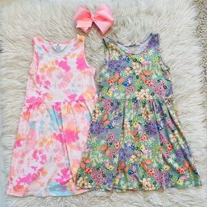 Butterfly & tie-died summer dresses size 6X/7.  Lightweight & fun designs!